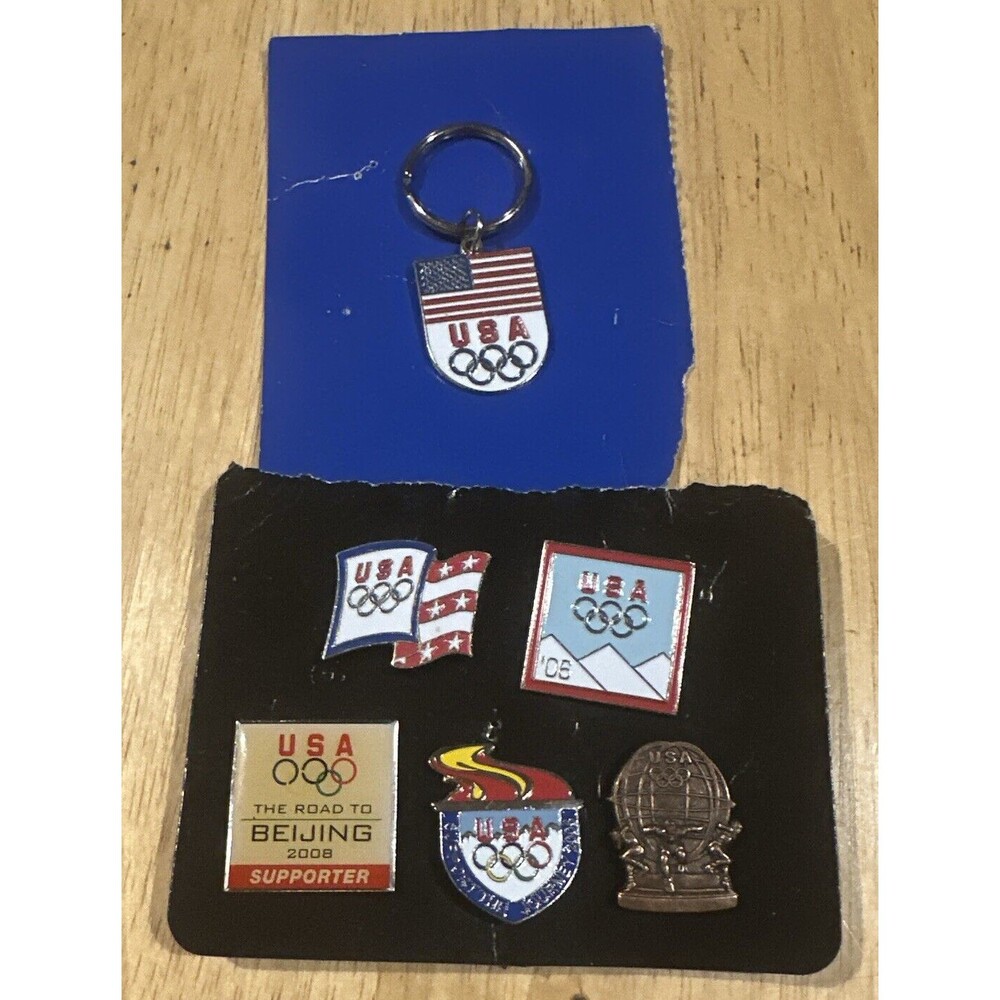 Lot Of 5 Olympic Shirt Pins 2006 & 2008 Plus Keychain